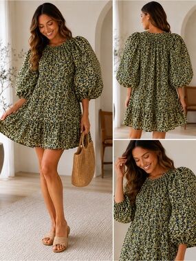 simple linen midi dress Fit and flare midi summer linen dress 4896 main image 1